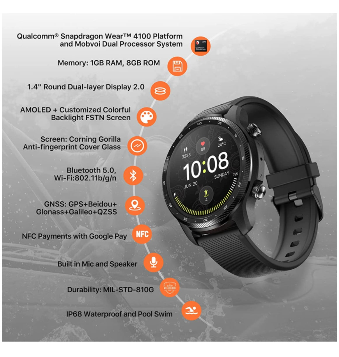 Ticwatch Pro 3 Ultra GPS Smartwatch Shadow Black product image 2