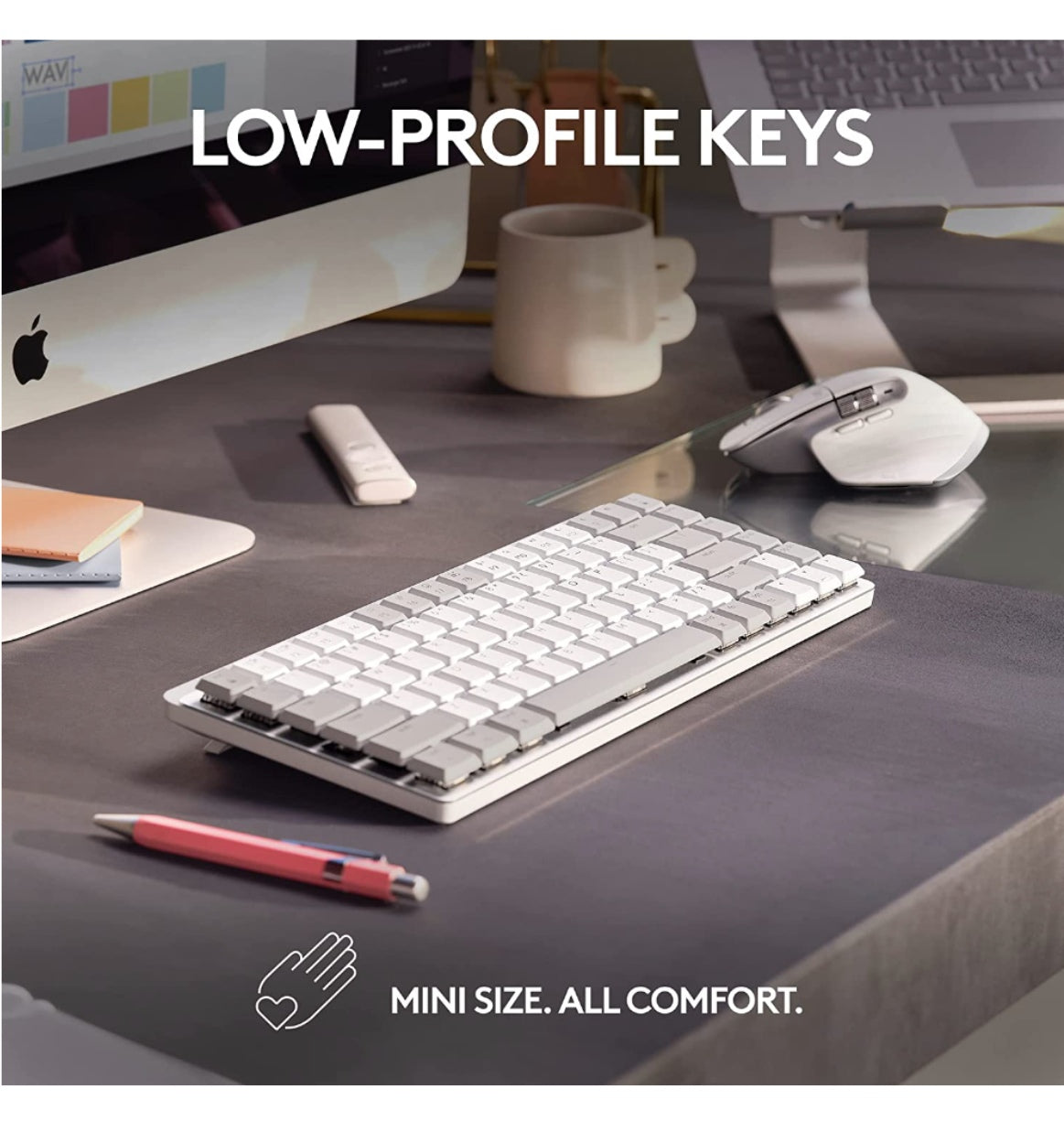 Logitech Mx Mechanical Mini Wireless Keyboard Tactile/Quiet Mac Edition Pale Gray product image 3