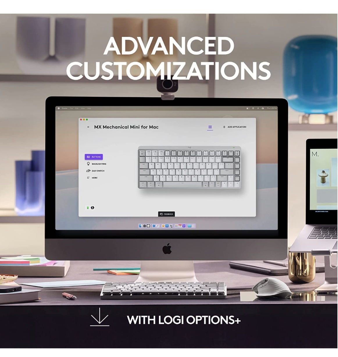 Logitech Mx Mechanical Mini Wireless Keyboard Tactile/Quiet Mac Edition Pale Gray product image 5