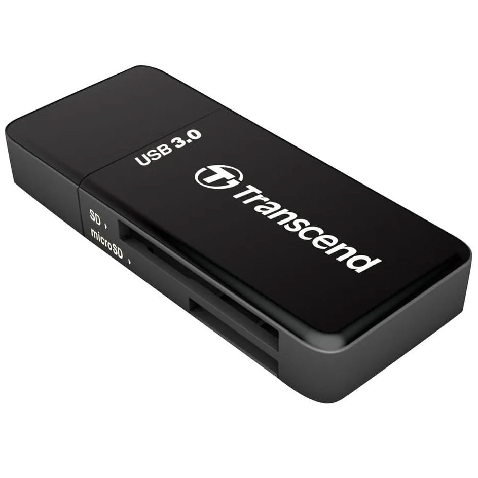 Transcend USB 3.1 Black Card Reader (TS-RDF5K) — side view