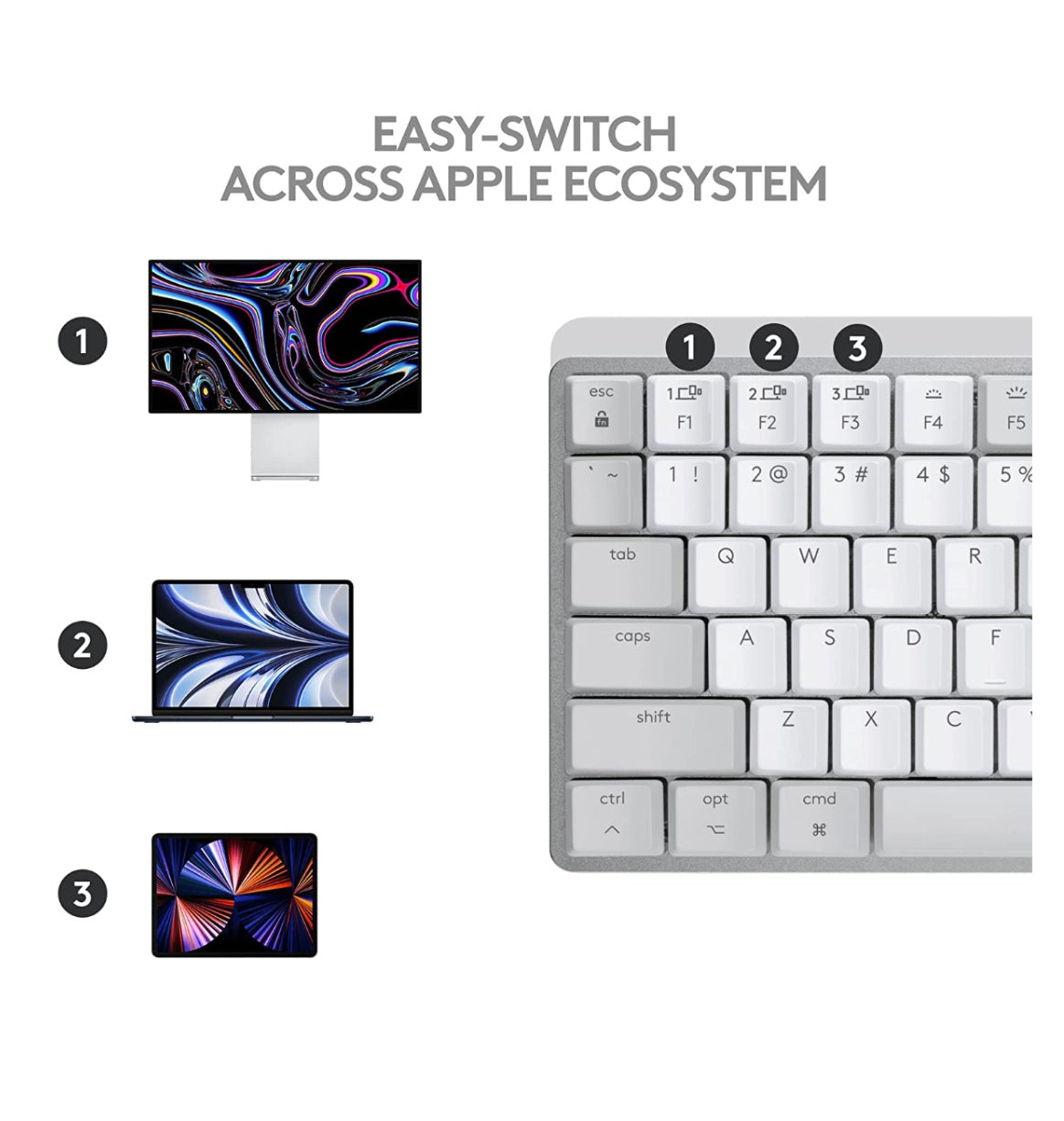 Logitech Mx Mechanical Mini Wireless Keyboard Tactile/Quiet Mac Edition Pale Gray product image 7