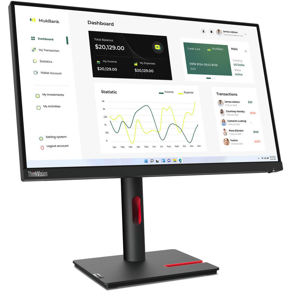 Lenovo ThinkVision T23i-30 23″ Full HD Monitor (63B2MAT6SA) — front view
