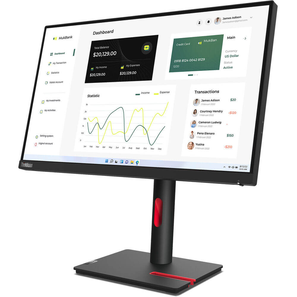 Lenovo ThinkVision T23i-30 23″ Full HD Monitor (63B2MAT6SA) — side view