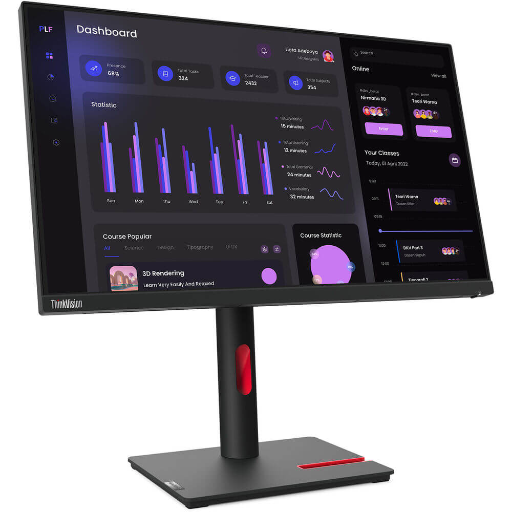 Lenovo ThinkVision T24i-30 23.8″ Full HD Monitor (63CFMATXSA) — front view