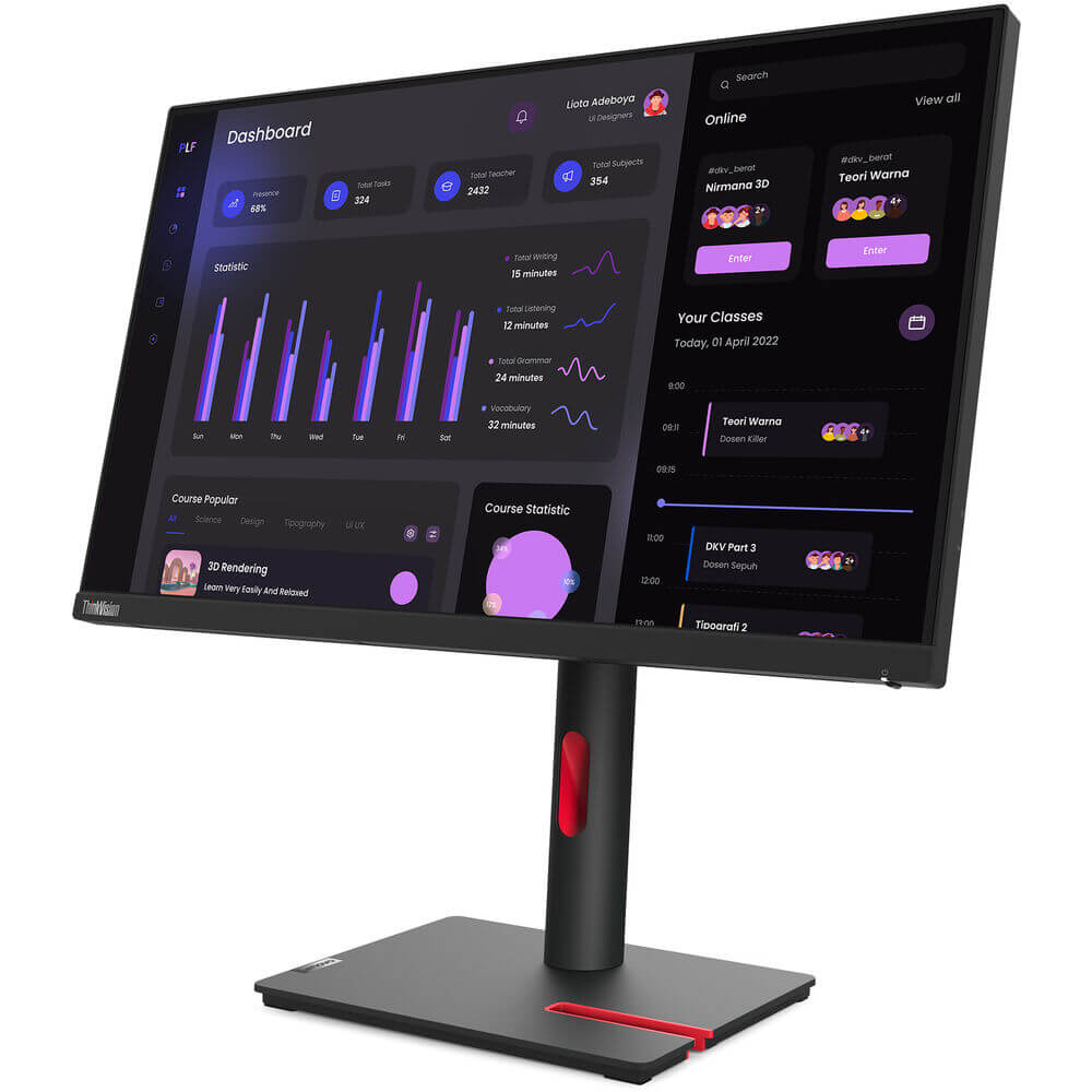 Lenovo ThinkVision T24i-30 23.8″ Full HD Monitor (63CFMATXSA) — side view