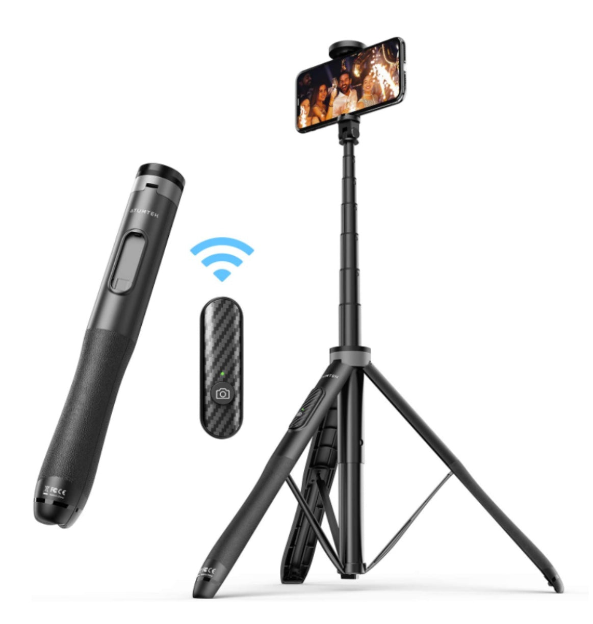 Atumtek Tripod Selfie Stick 51" With Bluetooth Remote Black product image 1