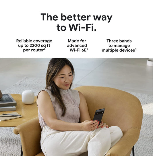 Google Nest Wi-Fi Pro 6e Mesh Router Snow 2pk (2022) product image 2