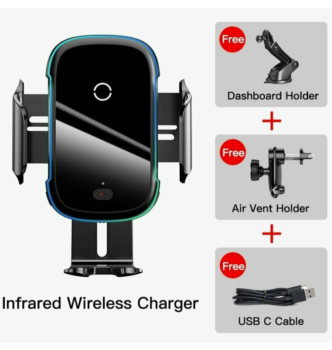 Baseus 15w Wireless Car Charger Vent/Dash Mount With Ir Sensor product image 5