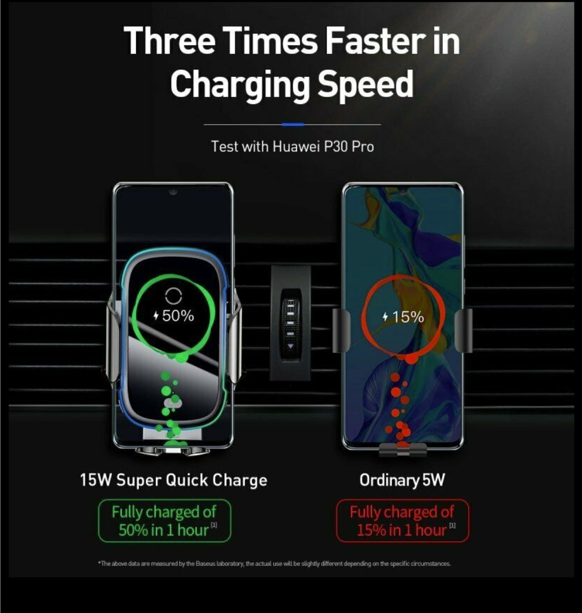 Baseus 15w Wireless Car Charger Vent/Dash Mount With Ir Sensor product image 8