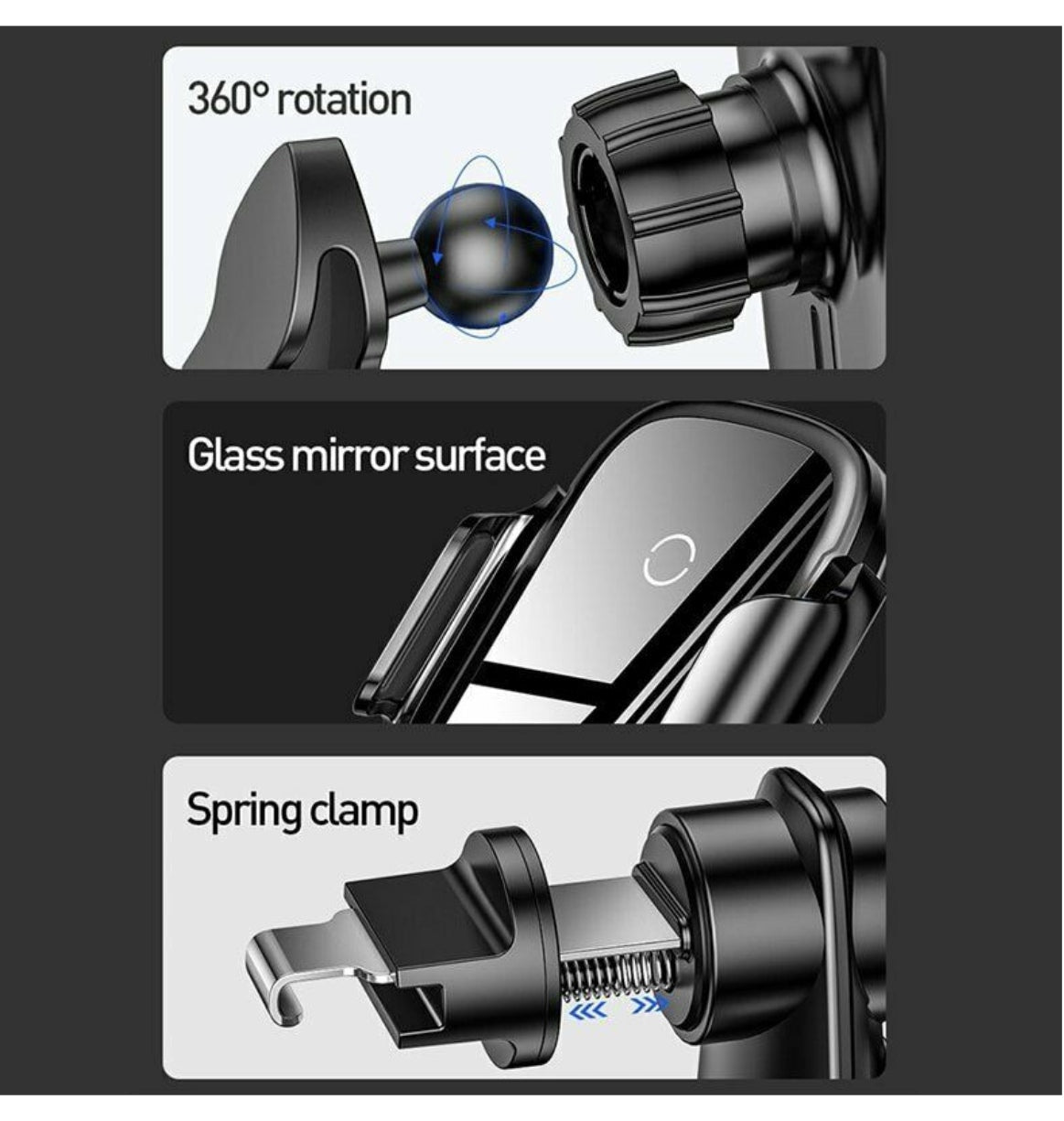 Baseus 15w Wireless Car Charger Vent/Dash Mount With Ir Sensor product image 6
