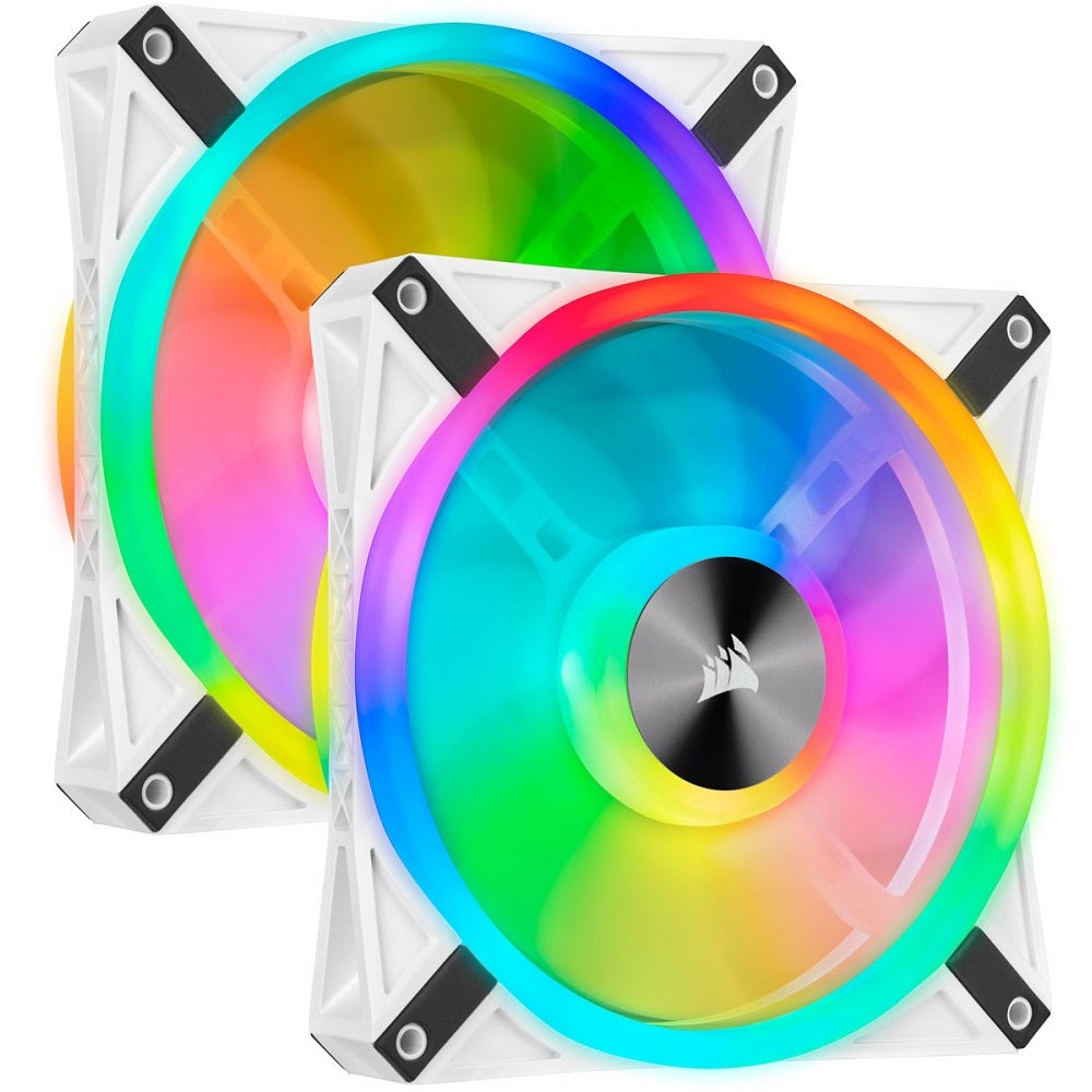 Corsair iCUE QL140 RGB 140mm PWM Dual Fan Kit with Lighting Node CORE – White (CO-9050106-WW) image 1
