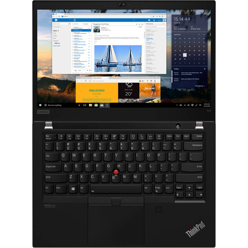 Lenovo ThinkPad T14 Gen 2 Notebook PC – Core i5-1135G7 / 14″ FHD / 8GB RAM / 256GB SSD / Win 10 Pro (20W0007MZA) — rear view