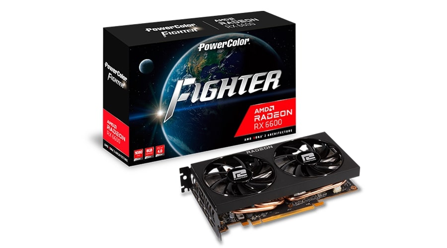 PowerColor Fighter AMD Radeon RX 6600 8GB GDDR6 Gaming Graphics Card (RX6600-8GB-FIGHTER) image 1