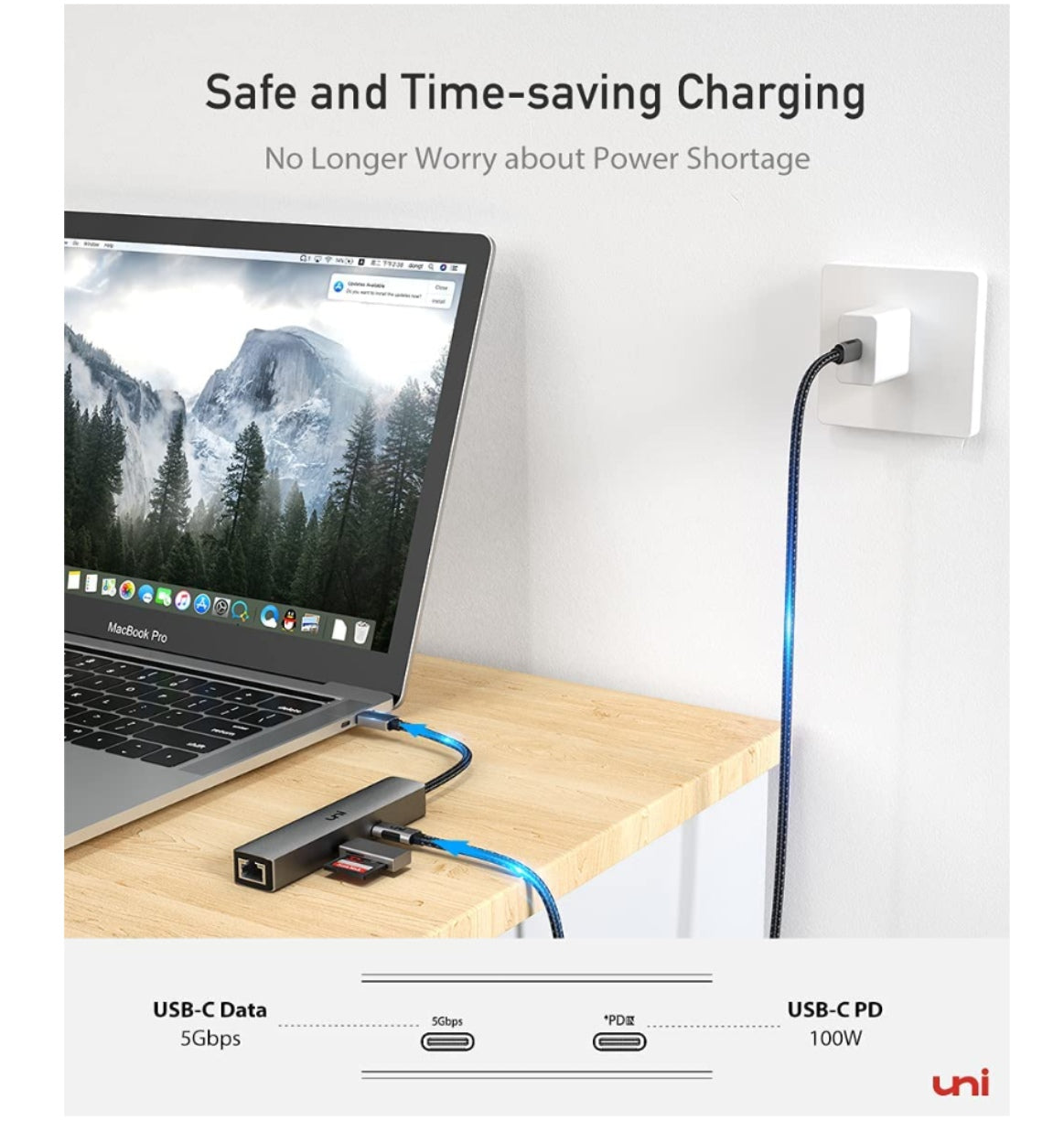 Uni USB-C 6in1 Multi Port Pd/Hdmi/Ethernet/USB/USB-C Hub product image 4
