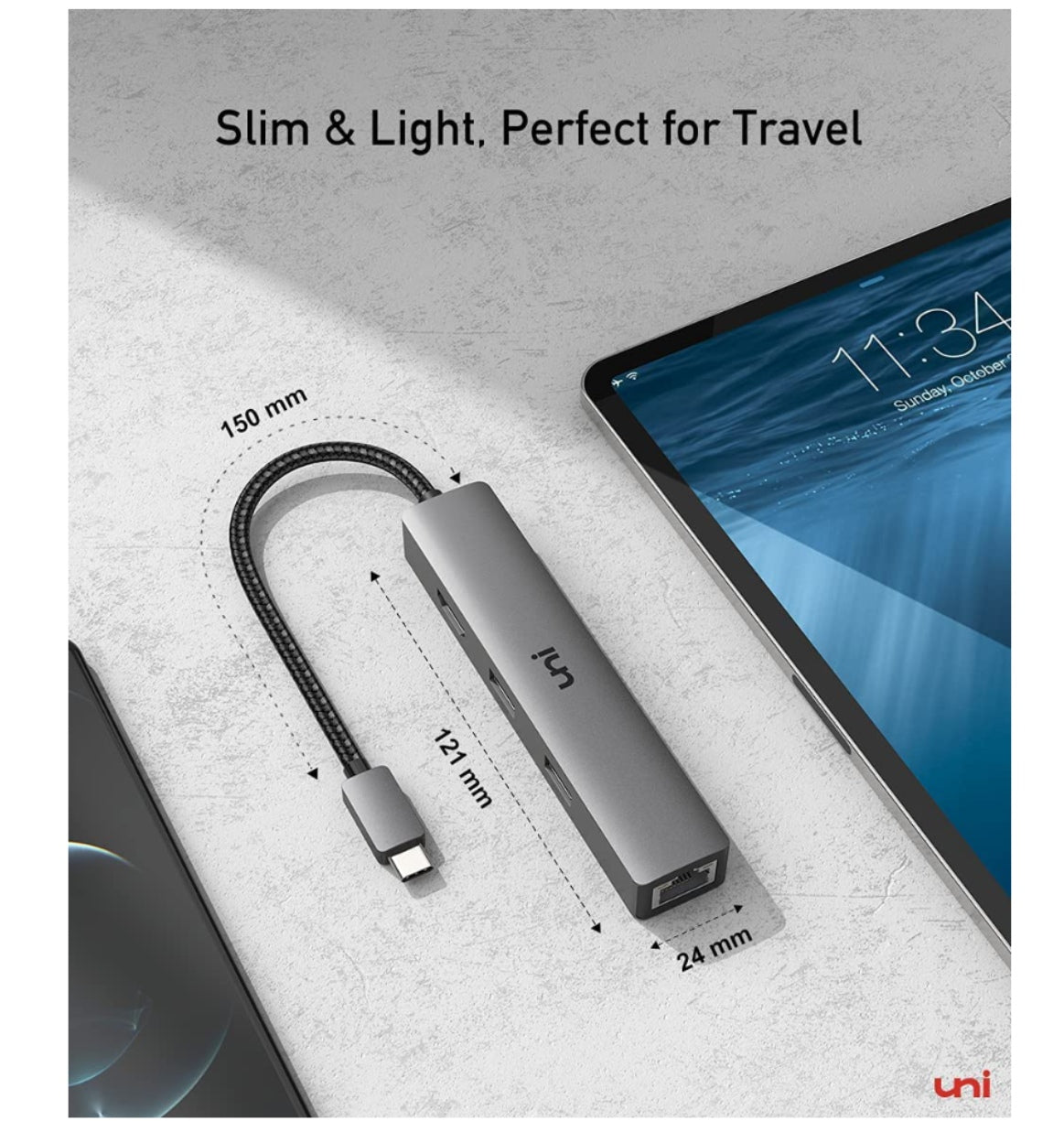 Uni USB-C 6in1 Multi Port Pd/Hdmi/Ethernet/USB/USB-C Hub product image 7