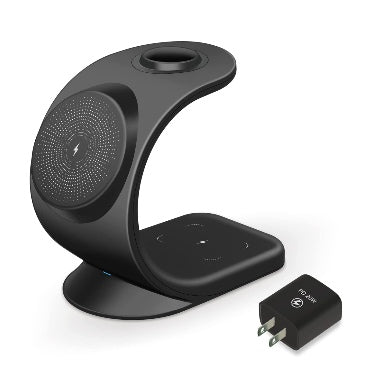 Neluxfe 3-In-1 MagSafe Magnetic Wireless Charging Station Black product image 1