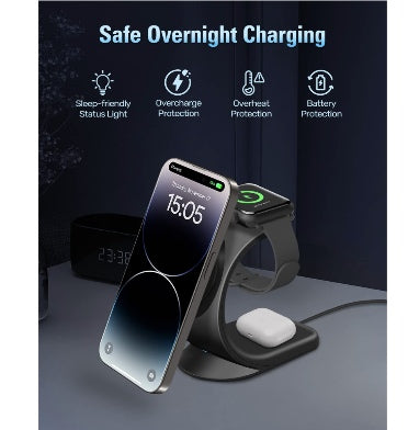 Neluxfe 3-In-1 MagSafe Magnetic Wireless Charging Station Black product image 3