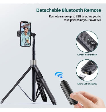 Atumtek Tripod Selfie Stick 65" With Bluetooth Remote Black product image 6