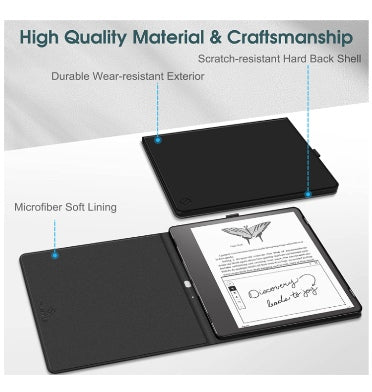Fintie Amazon Kindle Scribe 10.2" (2022/2024) Premium Protective Slim Shell Pu Leather Folio Flip Cover Black product image 5