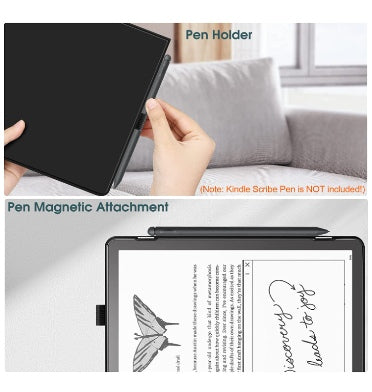 Fintie Amazon Kindle Scribe 10.2" (2022/2024) Premium Protective Slim Shell Pu Leather Folio Flip Cover Black product image 6