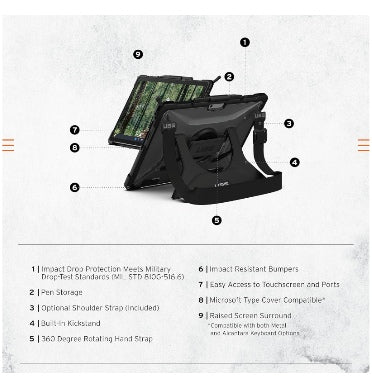 Uag Microsoft Surface Pro 11 Full-Body Kickstand Rugged Protective Case Plasma Ice product image 3