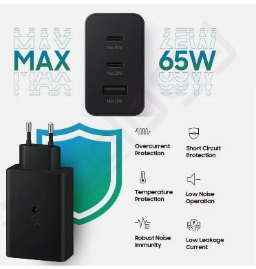 Samsung Galaxy 65w Pd3.0 Super Fast Trio Power Adapter & USB-C Cable 1.8m Black product image 5