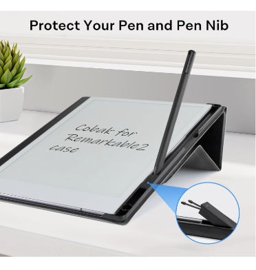 Coback Remarkable 2 Premium Leather Texture Multi-Angle Foldable Stand Cover Black product image 3