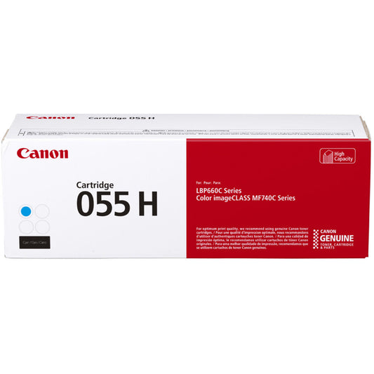 Genuine Canon 055H High Capacity Cyan Toner Cartridge (3019C002AA) image 1