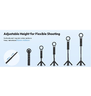 Ulanzi MagSafe Handle Grip Bluetooth Pocket Selfie Stick Tripod Black product image 10