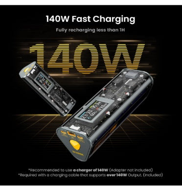 Shargeek 170 24000mah Pd3.1 Portable Charger With Smart Display Gray/Transparent product image 6