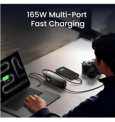 Sharge Retractable 165 20000mah 3-Port Fast Charging Power Bank With Smart Display And Built-In Cable Black product image 3
