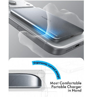 Lisen Ultra Slim MagSafe 5000mah Qi2 15w Wireless Magnetic Powerbank Ice Gray product image 5
