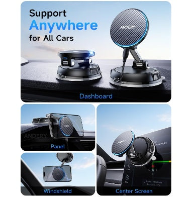 Andery MagSafe Adjustable 15w Fast Wireless Charger Suction Car Phone Mount product image 3