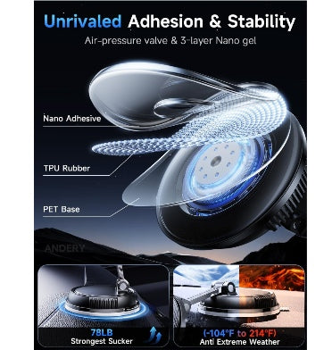 Andery MagSafe Adjustable 15w Fast Wireless Charger Suction Car Phone Mount product image 4