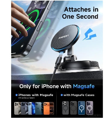 Andery MagSafe Adjustable 15w Fast Wireless Charger Suction Car Phone Mount product image 7