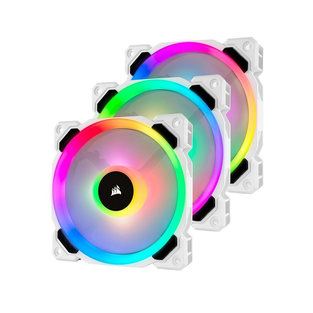 Corsair LL120 RGB 120mm Dual Light Loop White RGB LED PWM Fan – Triple Pack with Lighting Node PRO (CO-9050092-WW) image 1