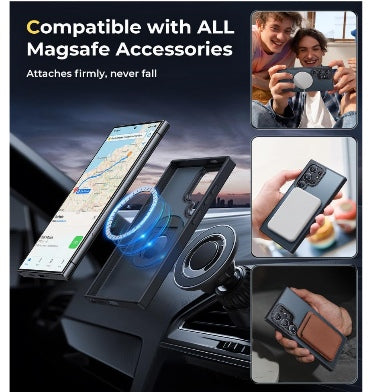 Humixx Samsung Galaxy S24 Ultra Premium Slim MagSafe Rotatable Kickstand Ring Case Black product image 4