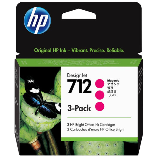HP 712 3-Pack 29ml Magenta DesignJet Ink Cartridge (3ED78A) image 1
