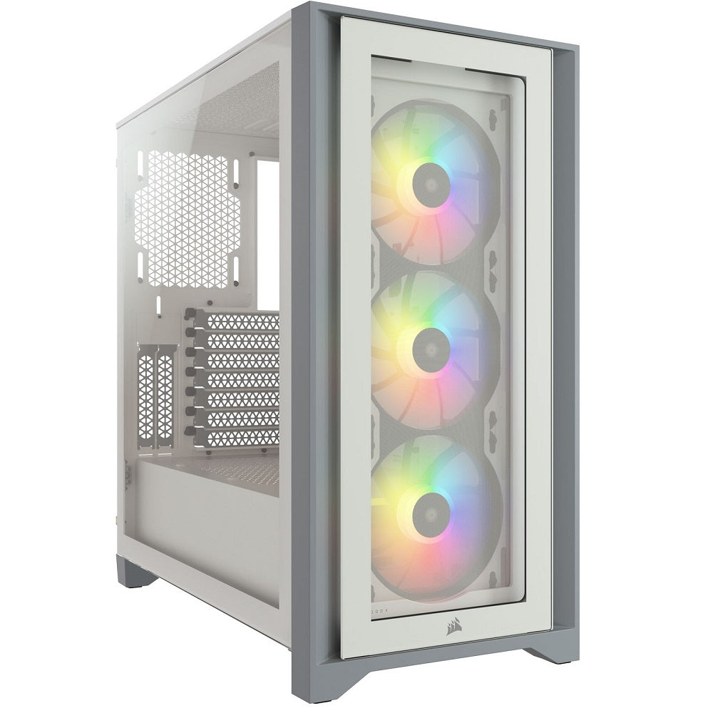 Corsair iCUE 4000X RGB Tempered Glass Mid-Tower ATX Case – White (CC-9011205-WW) image 1
