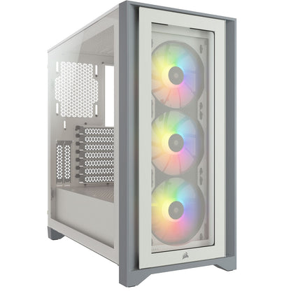 Corsair iCUE 4000X RGB Tempered Glass Mid-Tower ATX Case – White (CC-9011205-WW)