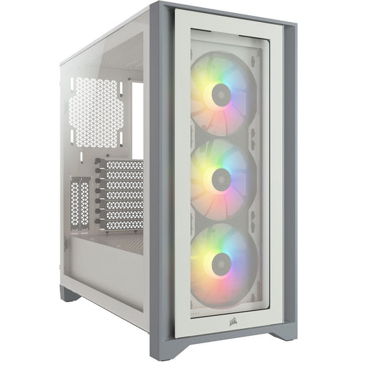 Corsair iCUE 4000X RGB Tempered Glass Mid-Tower ATX Case – White (CC-9011205-WW) image 1
