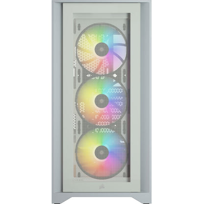 Corsair iCUE 4000X RGB Tempered Glass Mid-Tower ATX Case – White (CC-9011205-WW) — front view