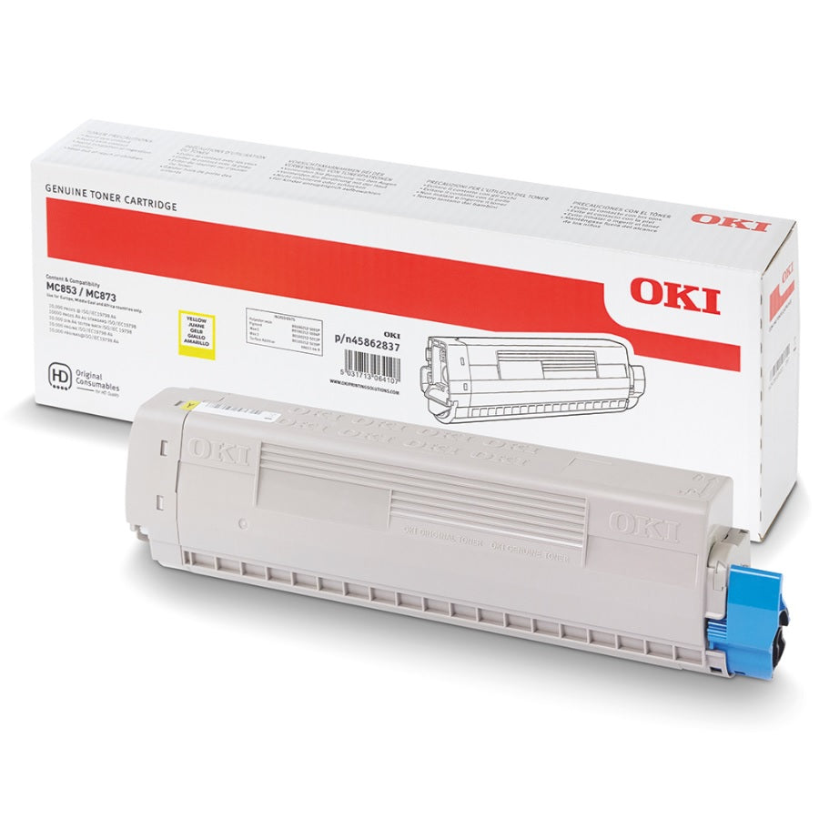 Genuine OKI 45862837 Yellow Laser Toner Cartridge image 1