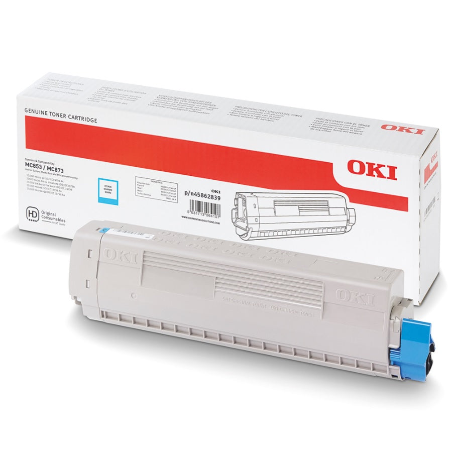 Genuine OKI 45862839 Cyan Laser Toner Cartridge image 1