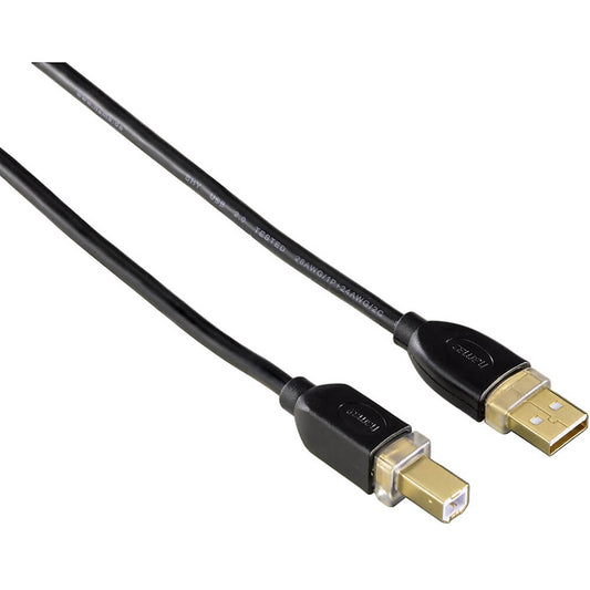 Hama USB 2.0 Cable A To B 3M Blister Mid – Black (46772) image 1