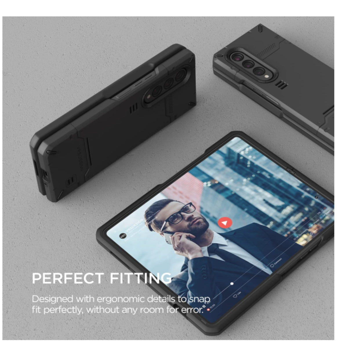 Poetic Samsung Galaxy Z Fold 3 5G Premium Rugged Hard Drop Case Black product image 3