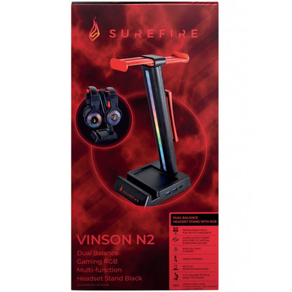 SureFire Vinson N2 RGB Gaming Headset Stand with USB Hub – Black — side view
