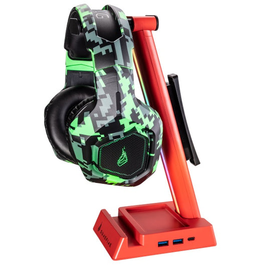 SureFire Vinson N2 RGB Gaming Headset Stand with USB Hub – Red image 1