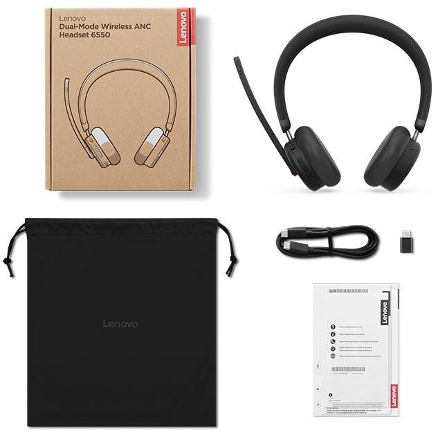 Lenovo 6550 Dual-Mode Wireless ANC Headset (4XD1S19778) — side view