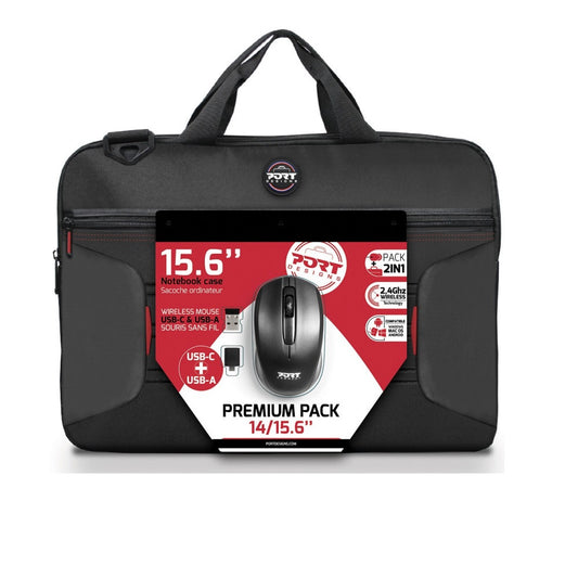 Port Designs 15.6-inch Toploading Laptop Bag and Wireless Mouse Bundle (501873) image 1